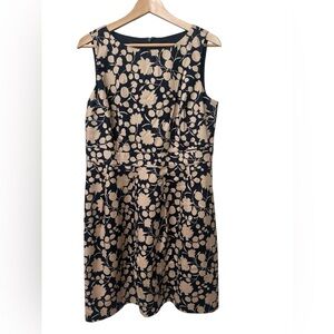 Talbots Navy and Tan Floral Dress